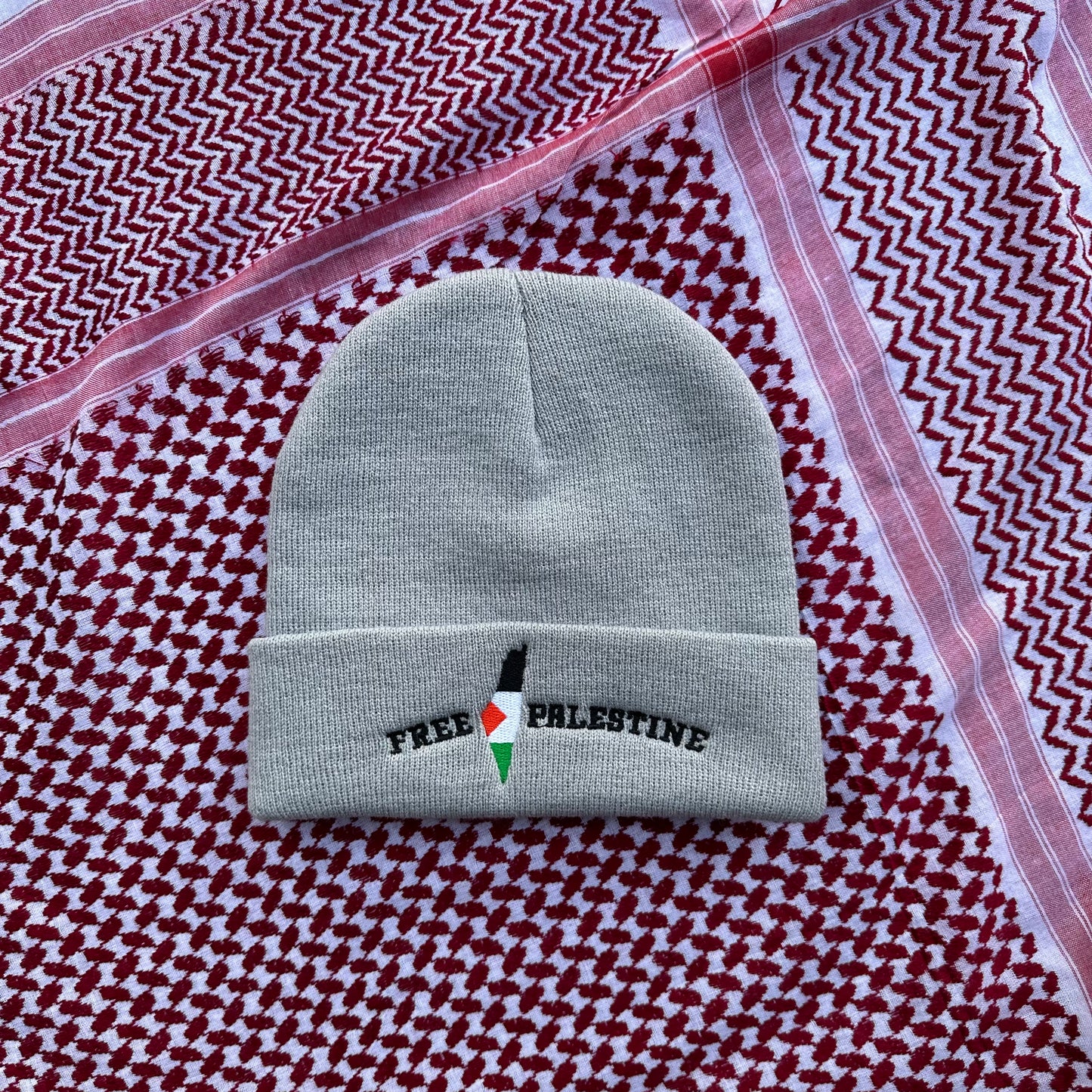 GREY FREE PALESTINE BEANIE