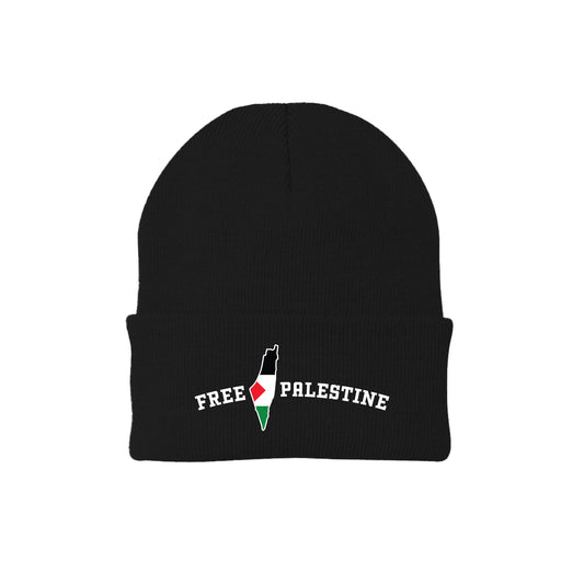 BLACK FREE PALESTINE BEANIE